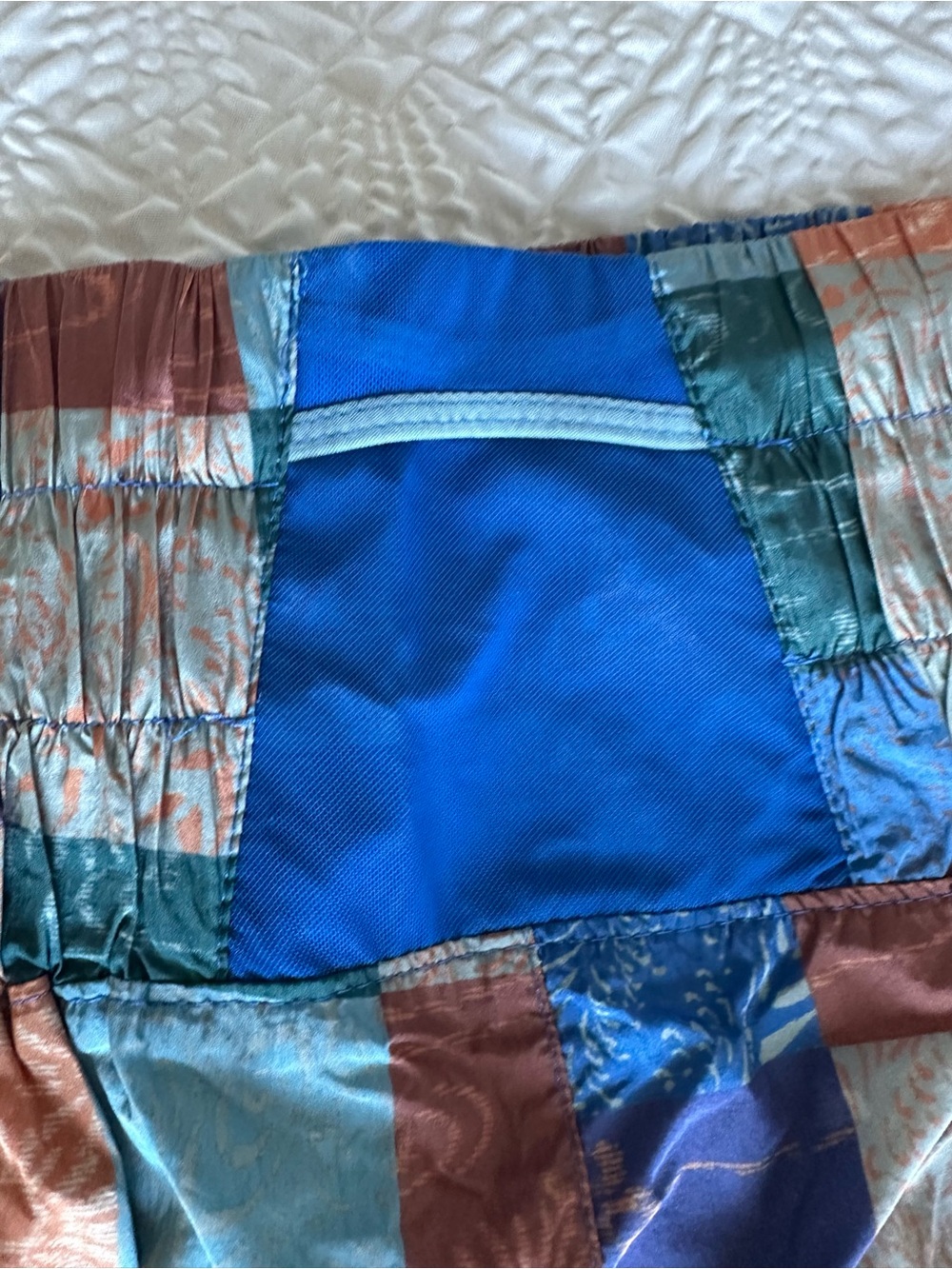 FP Movement by Free People Patchwork Teal Blue Copper Green Athletic Shorts - Picture 7 of 10